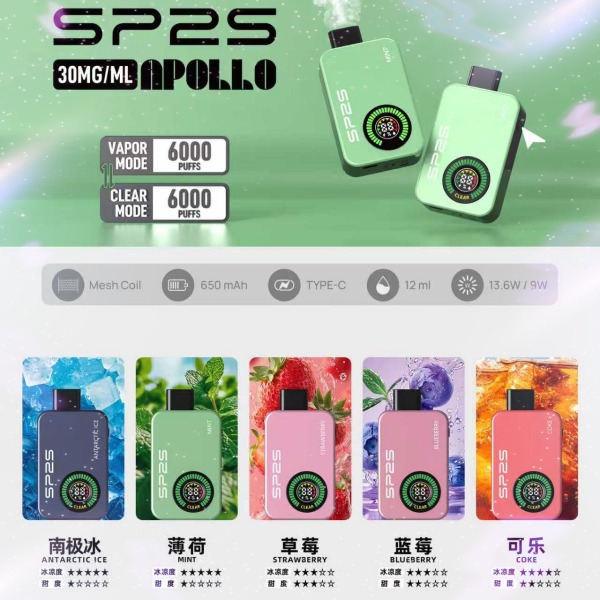 新品SP2S拋棄式12000口 SP2S拋棄式一次性電子煙 雙模式 東京魔盒推薦