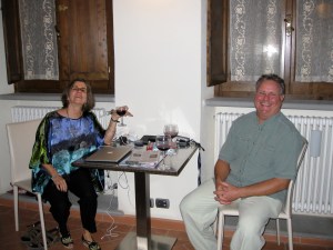 Enjoying some vino before dinner.