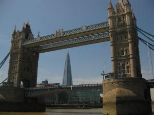 Tower Bridge and the Shard as seen from the Thames